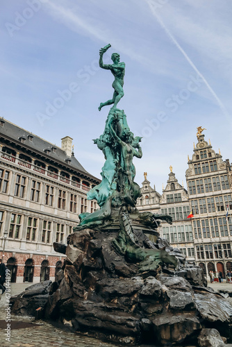 Antwerp, Belgium - October 22, 2023: The central square of Antwerp (The Grote Markt), situated in the heart of the old city quarter.