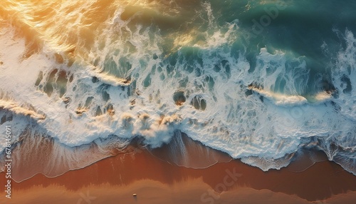 Aerial view on a waves and beach