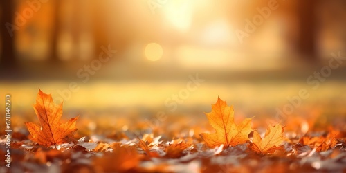 Radiant Autumn Foliage Enchanted Maple Leaves Dance in Sunlight, Generative AI