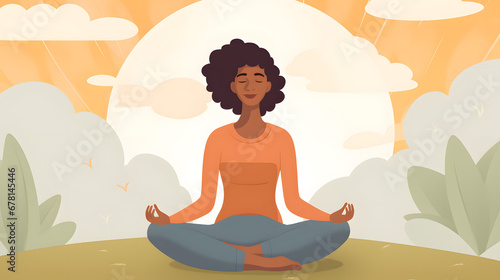 Wallpaper Mural Peaceful Meditation in Nature: Woman Practicing Mindfulness Outdoors Torontodigital.ca