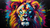 Tête de lion coloré