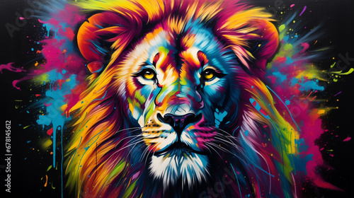 Tête de lion coloré photo