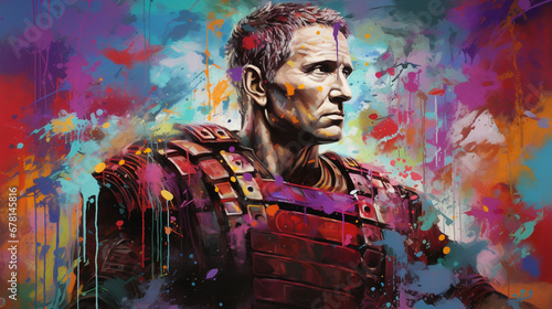 Jules César en portrait triomphant coloré photo
