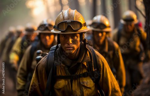 Portrait of a sweaty fireman determined to fight the fire