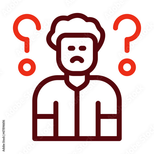 Confusion Thick Line Two Colors Icon Design