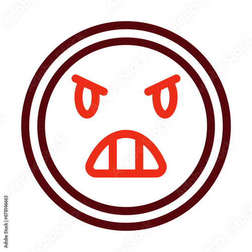 Anger Thick Line Two Colors Icon Design