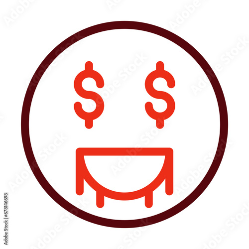 Greed Thick Line Two Colors Icon Design
