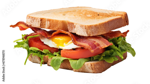 Sandwich with bacon and vegetables, transparent background