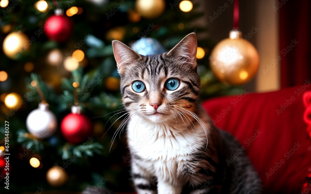 Cozy Christmas Comforts A Charming Scene with Cats and Festive Warmth ai generated Cozy Christmas Comforts A Charming Scene with Cats and Festive Warmth ai generated