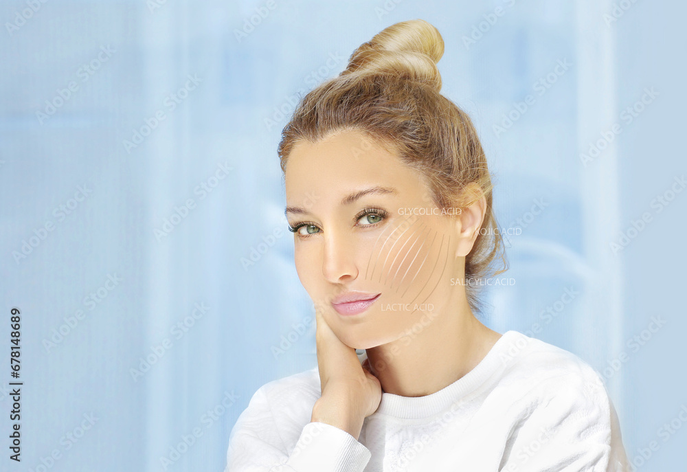 Skin solutions.Concept of rejuvenation,detecting ageing signs Skin solutions.Concept of rejuvenation,detecting ageing signs