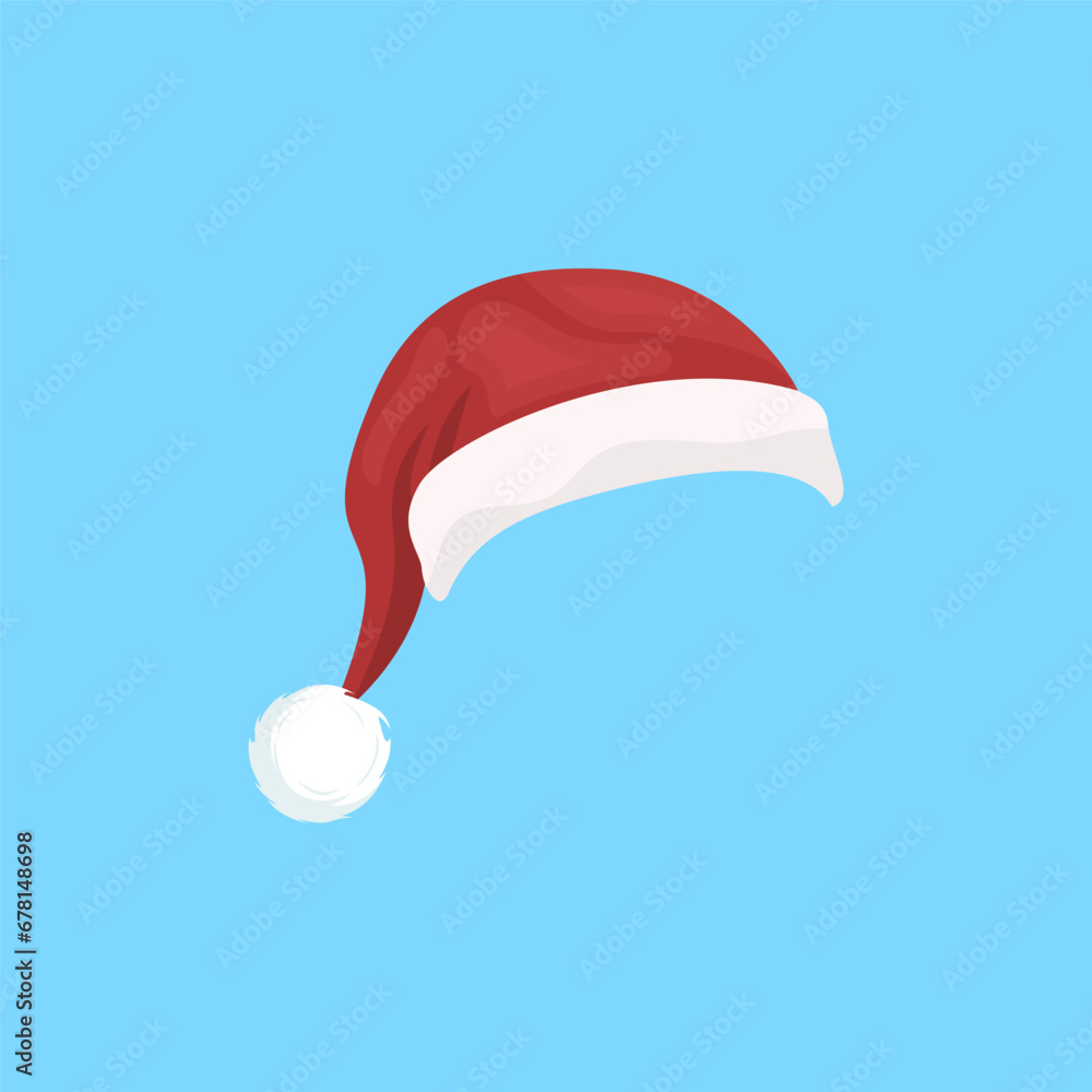 Christmas Santa Claus Hat In Flat Vector Style Christmas Santa Claus Hat In Flat Vector Style