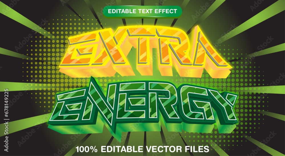 Naklejka premium Extra Energy 3d editable text style effect with attractive background