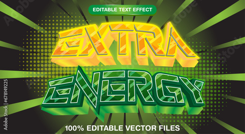 Extra Energy 3d editable text style effect with attractive background