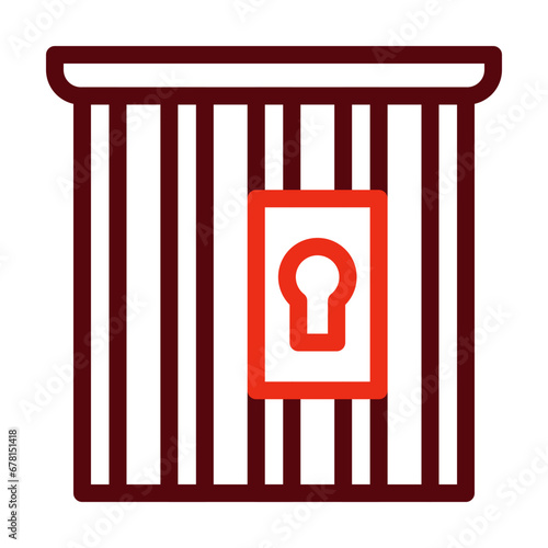 Prison Thick Line Two Colors Icon Design
