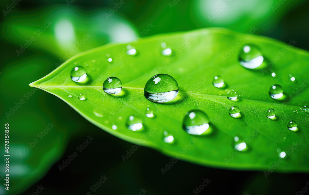Beautiful green leaf with raindrop water droplets. Natural closeup background. Green economy concept. Beautiful green leaf with raindrop water droplets. Natural closeup background. Green economy concept.