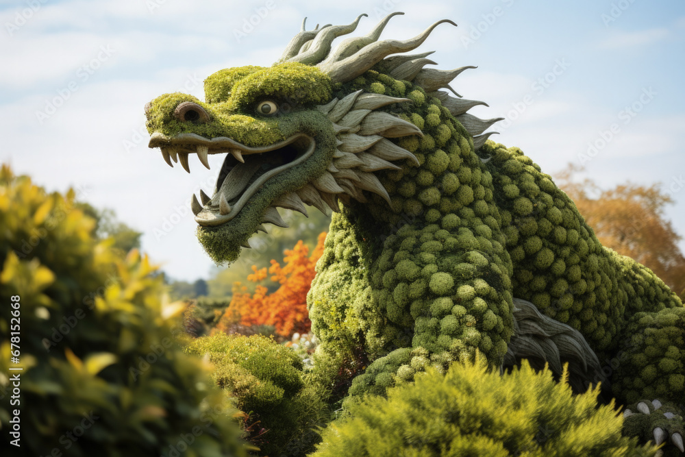 Spectacular dragon-shaped topiary highlighting Lunar New Year garden celebrations 