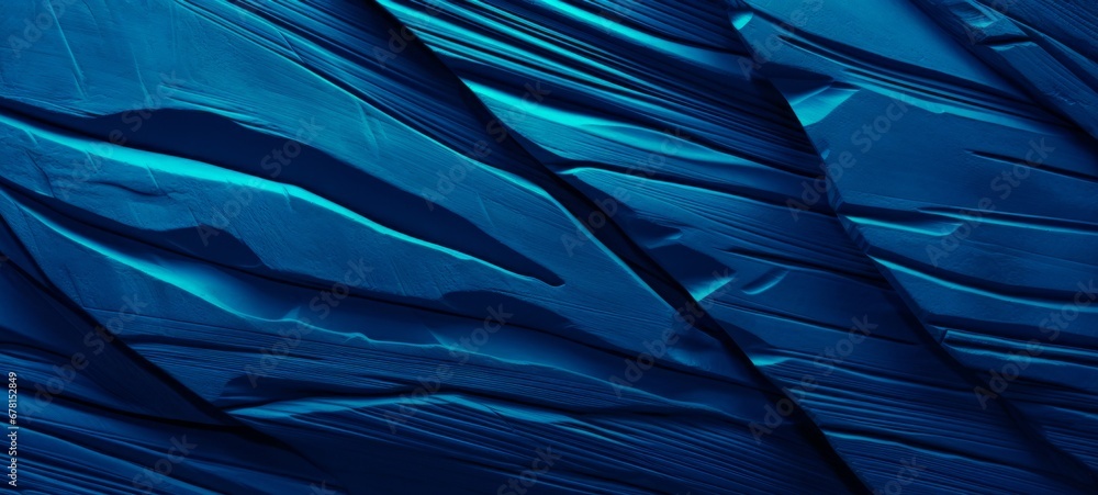 Obraz premium Wood carved art background - Abstract closeup of detailed organic dark blue wooden waving waves wall texture banner wall