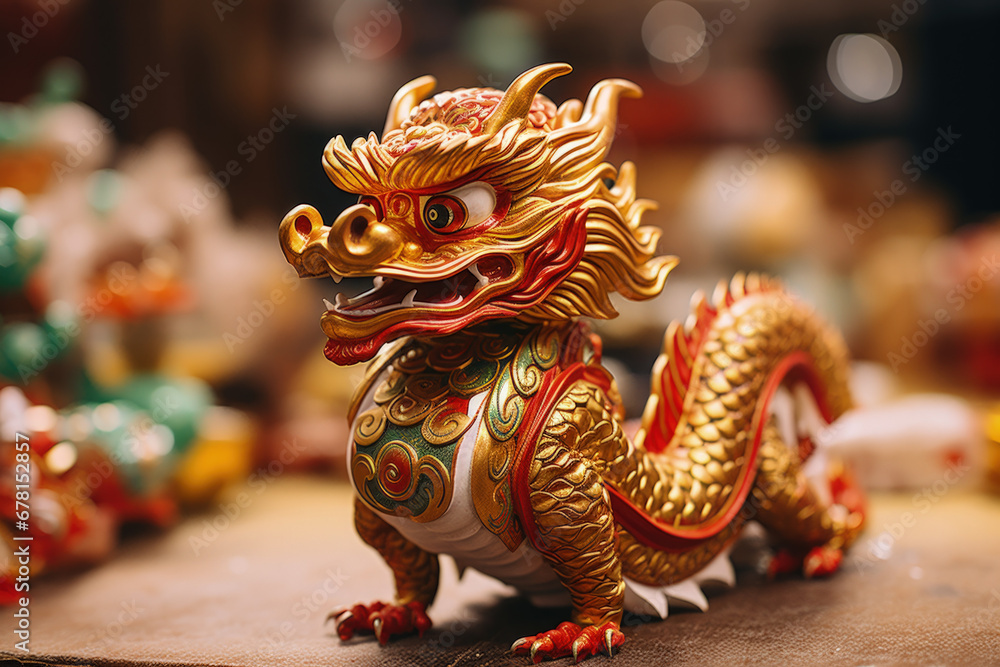Handcrafted dragon decorations symbolizing prosperity for Chinese New Year Handcrafted dragon decorations symbolizing prosperity for Chinese New Year