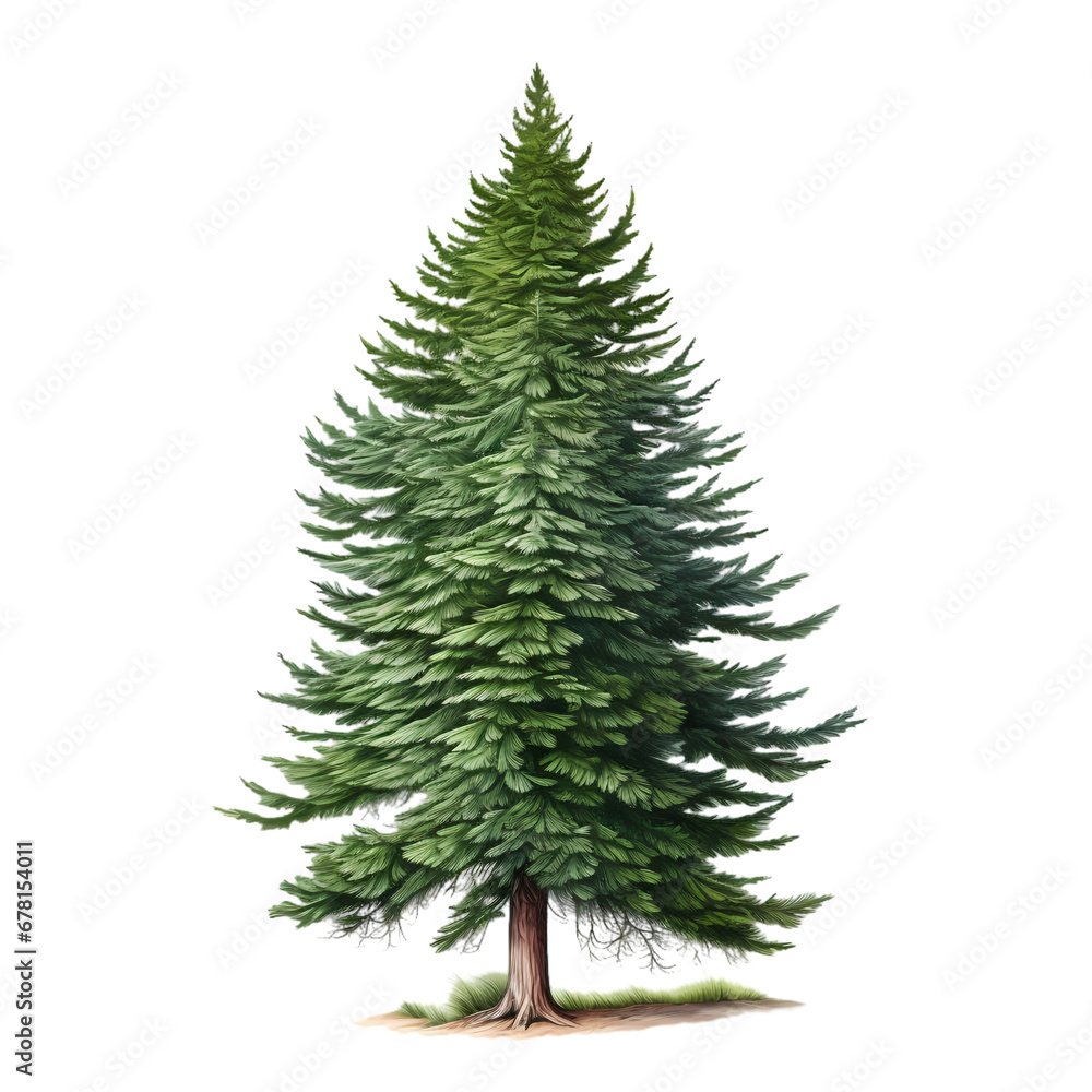 Spruce tree on transparent background, white background, isolated, icon material, vector illustration