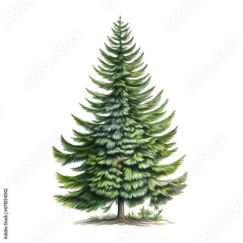 Spruce tree on transparent background, white background, isolated, icon material, vector illustration © xuan