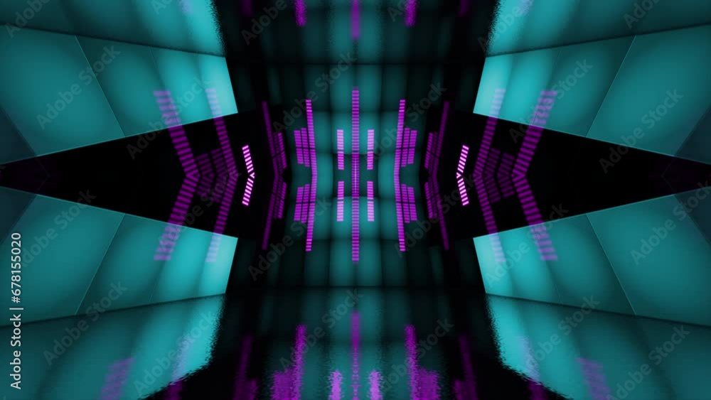 4K neon futuristic concert stage wall loop background