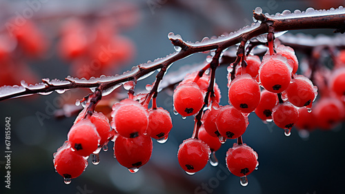 winter berries covered with snow