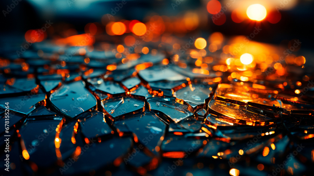 broken window on a black background broken window on a black background