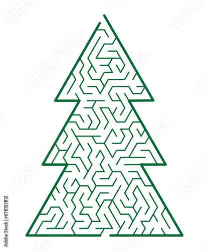  Maze game for kids. Labyrinth in the shape of a Christmas tree