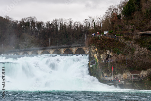 Panorama of Schaffhausen Falls or Rhine Falls, Switzerland