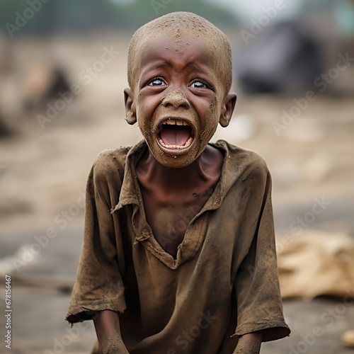 starving african boy photo