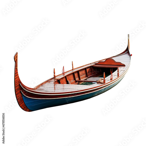 Gondola is a Venetian rowboat. Isolated on transparent background. © Creative Haven