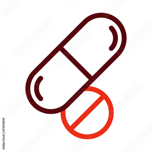 Pills Thick Line Two Colors Icon Design