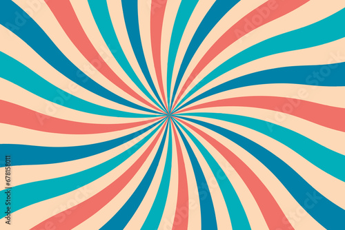 Vector banner in retro colors, blue and pink spirals, playful background.