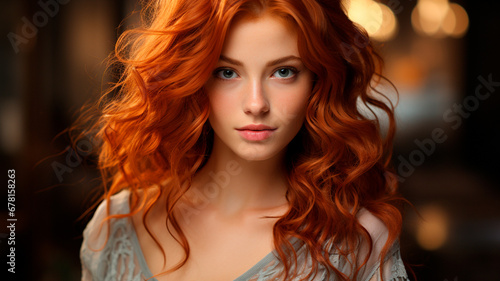portrait of a redhead girl with red hair