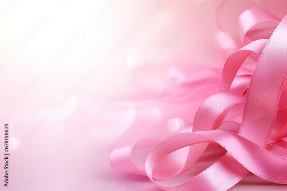 pink ribbon on white background with bokeh and copy space, Ai Generated pink ribbon on white background with bokeh and copy space, Ai Generated