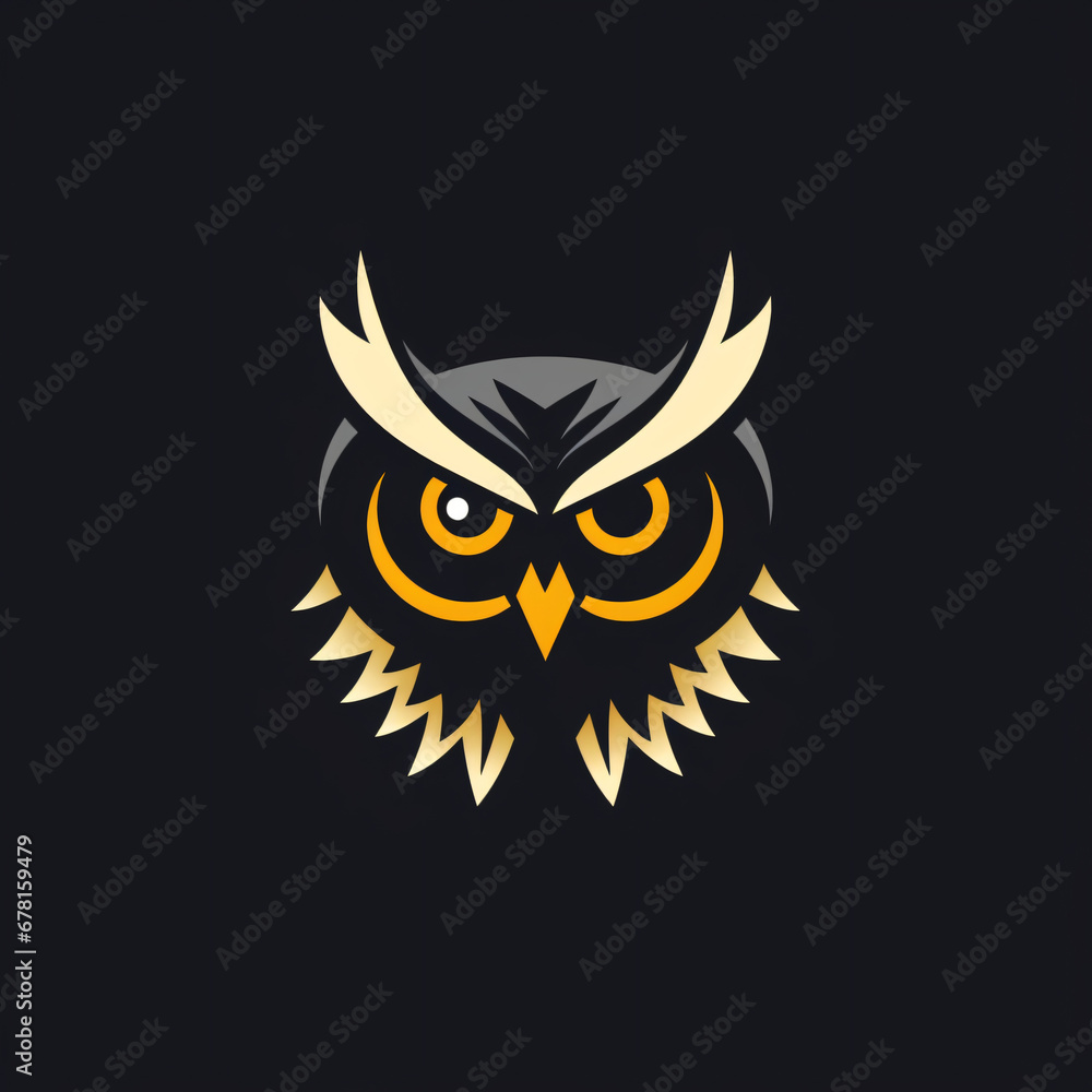 A flat vector simple logo of an Owl