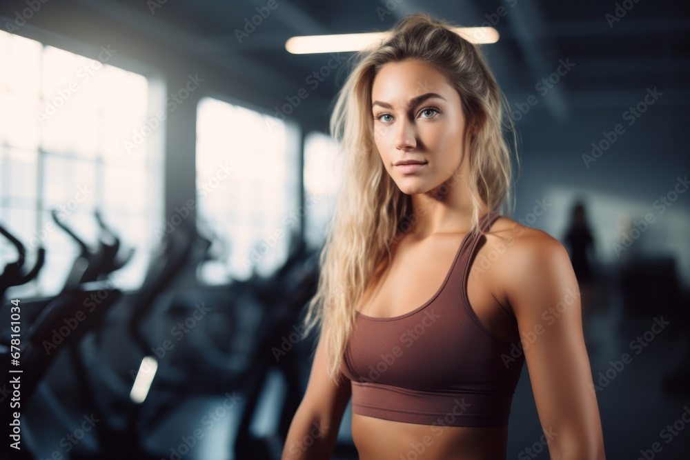 Medium shot portrait photography of a fitness girl in her 20s doing a hiit class in a gym. With generative AI technology Medium shot portrait photography of a fitness girl in her 20s doing a hiit class in a gym. With generative AI technology