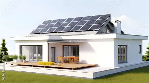 solar panels in front of house photo