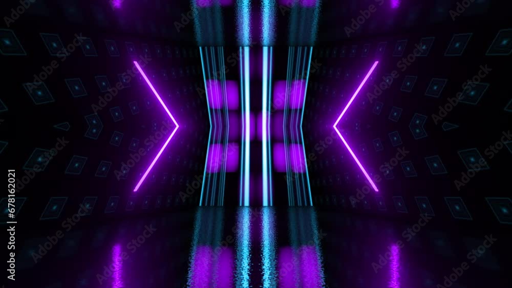4K neon futuristic concert stage wall loop background