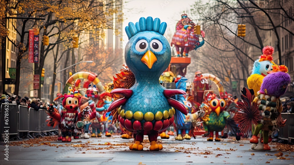 Spectacular Thanksgiving parades with colorful floats, giant balloons, and marching bands, a hallmark of the holiday