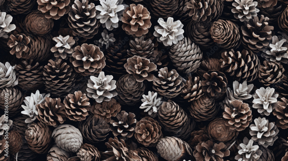 Pine cones background. Top view. Flat lay. Copy space. Pine cones background. Top view. Flat lay. Copy space.
