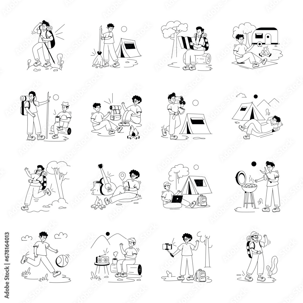 Collection of Camping Fun Line Illustrations
Collection of Camping Fun Line Illustrations