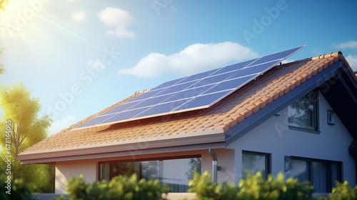 Solar panel on a red roof