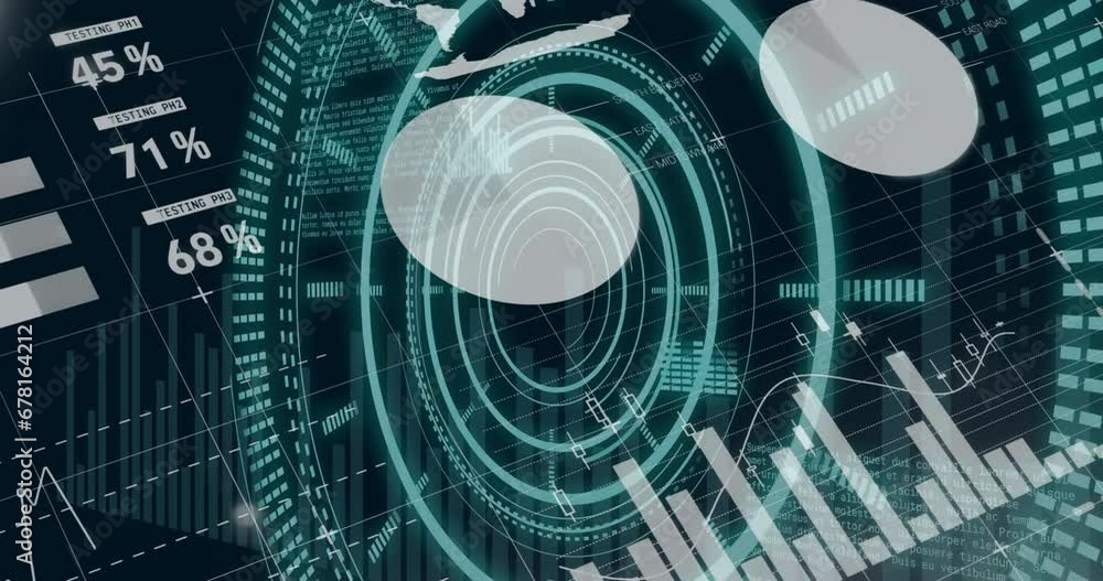Animation of data processing over world map Animation of data processing over world map