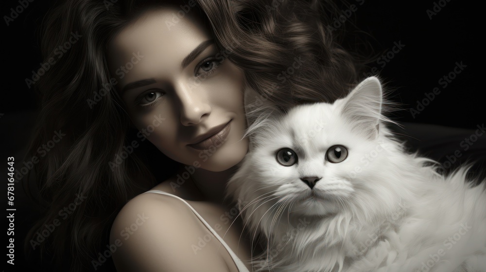 Woman and cat: a portrait of grace Woman and cat: a portrait of grace