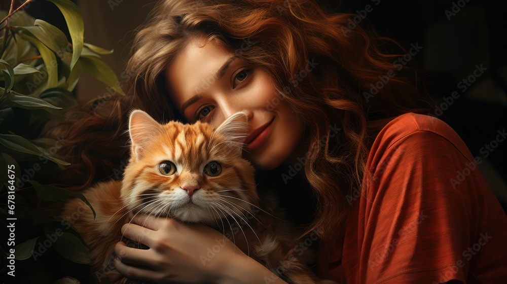 Woman and cat: a portrait of grace