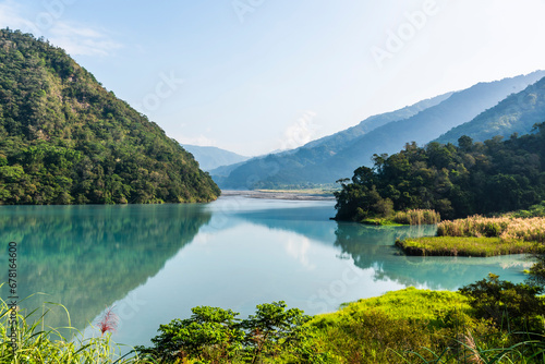 The beautiful scenery of Wujie Reservoir in Nantou County, Taiwan. photo