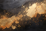 Black and Gold Abstract Oil Painting with Intricate Bubbles and Detailed Textures