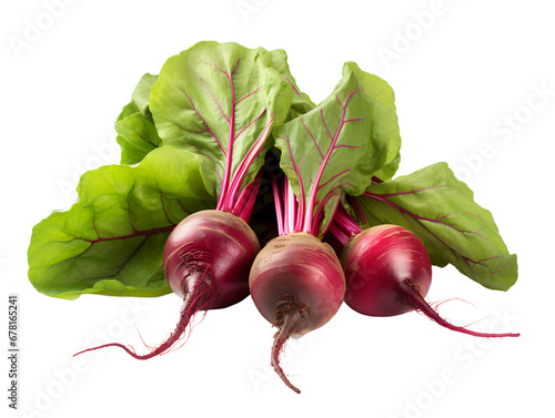 Fresh Beetroot with Vibrant Leaves, isolated on a transparent or white background