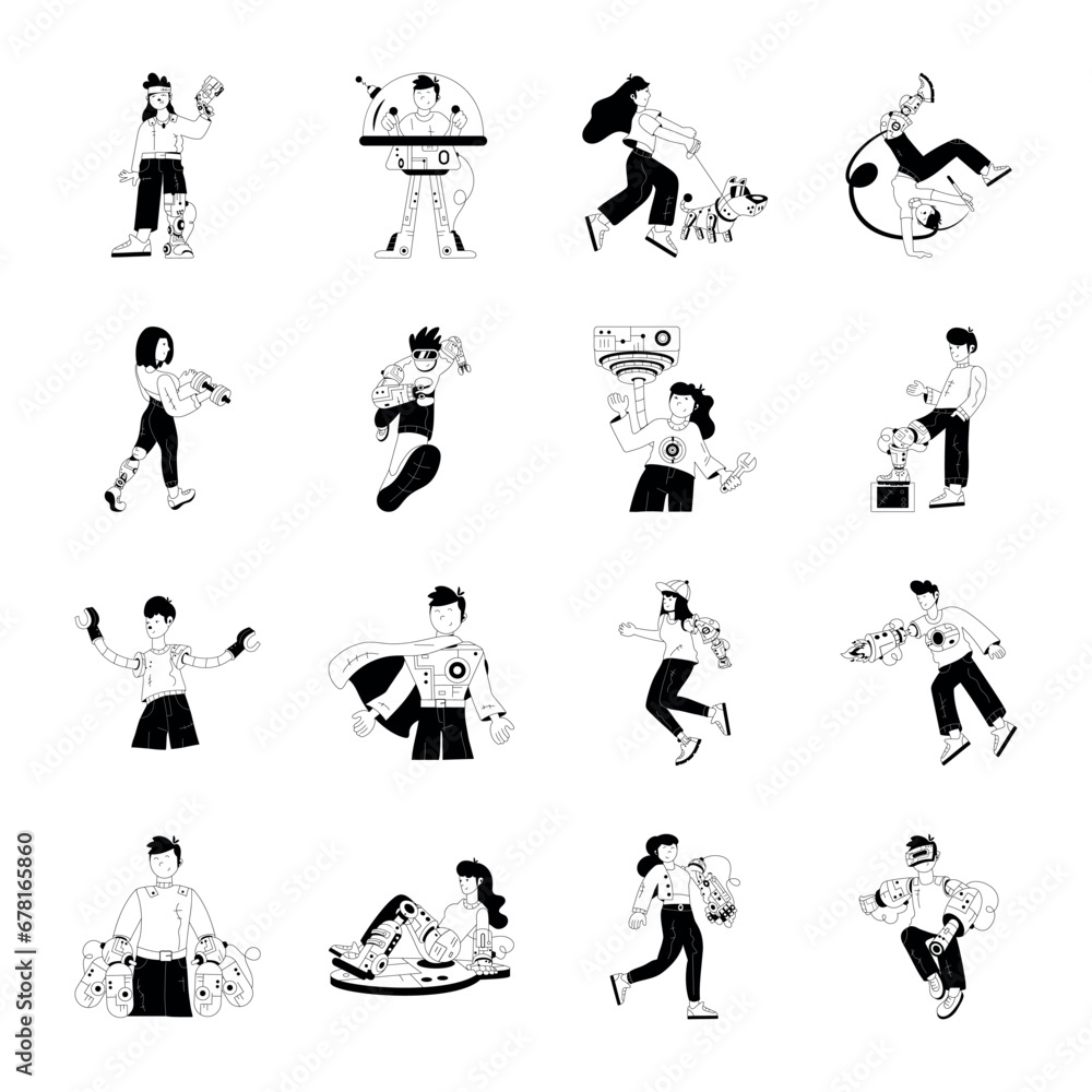 Pack of Robotic Persons Glyph Illustrations
Pack of Robotic Persons Glyph Illustrations